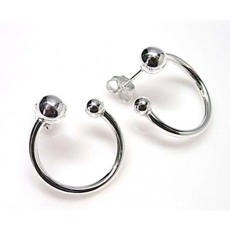 Pendientes aro con bolas de Plata