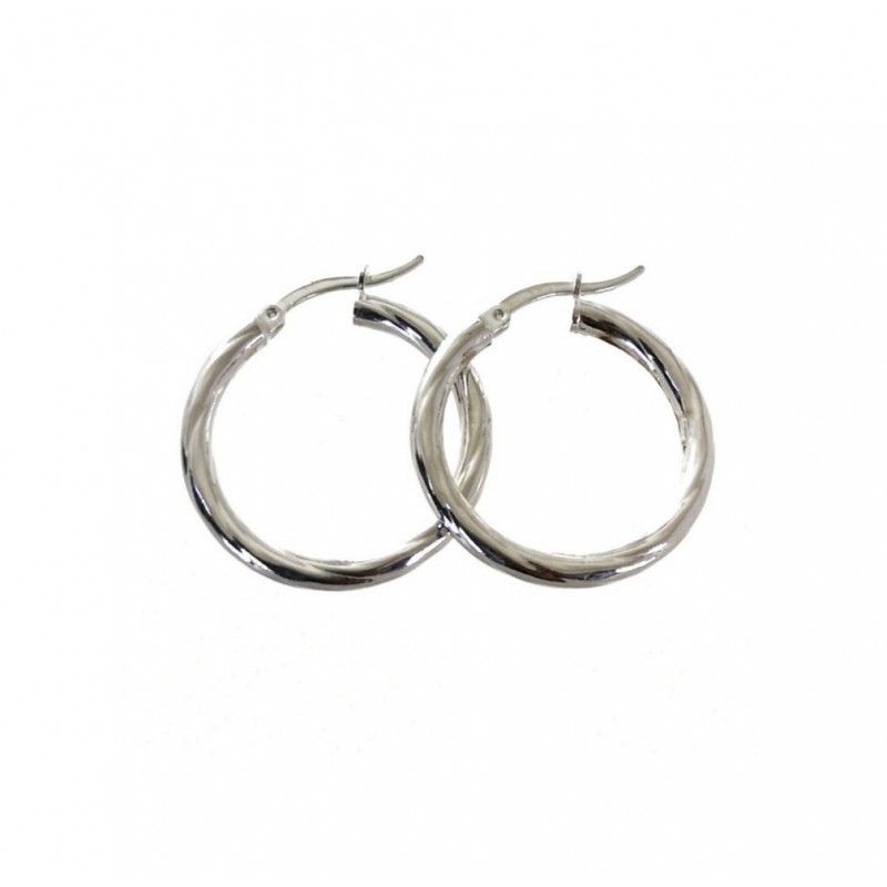 Pendientes Aros 25 Mm. de Plata de ley dibujo