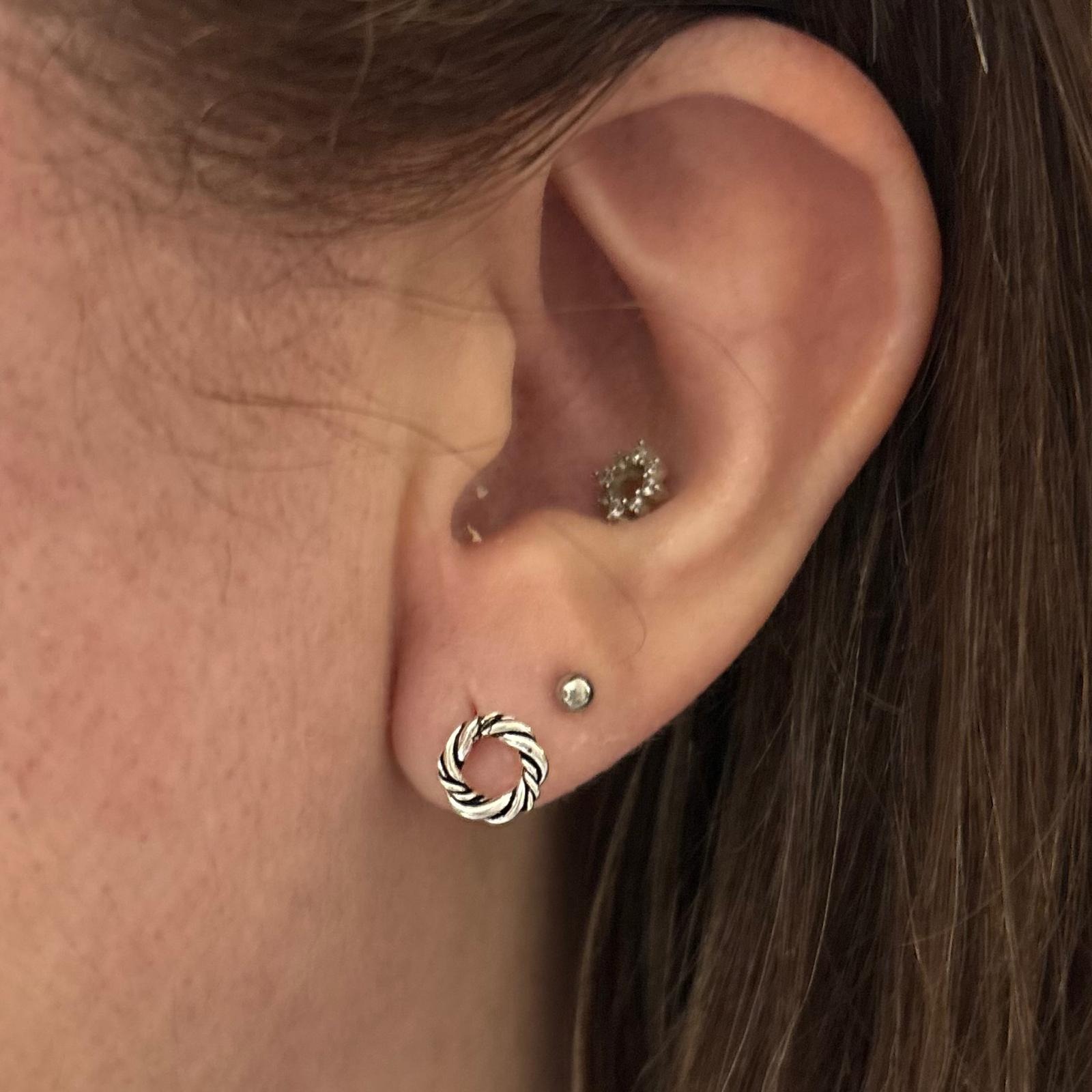 Pendientes donut de Plata de ley oxidada 4