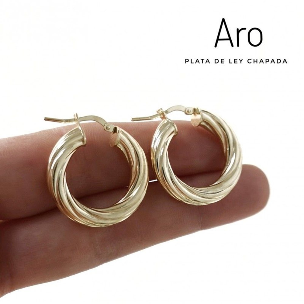 Pendientes Aros gallones 25 Mm. de Plata de ley chapada 1