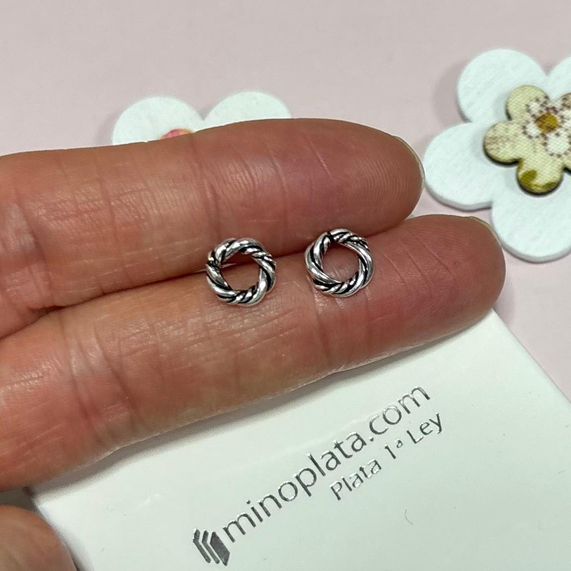 Pendientes donut de Plata de ley oxidada 1