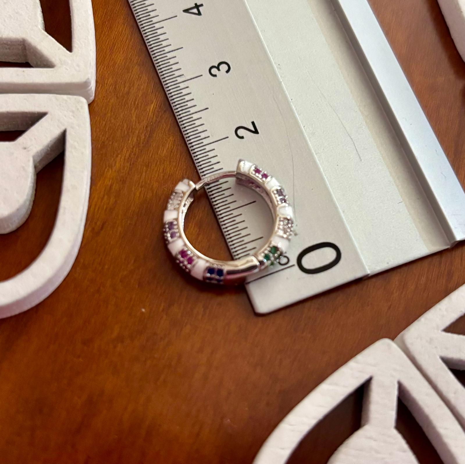 Pendientes aros 17mm de Plata de ley rodiada con Circonitas de colores
