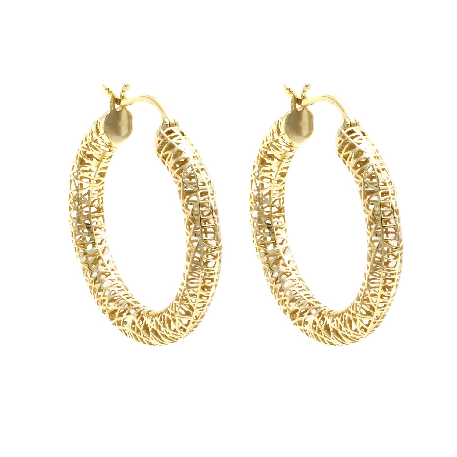 Pendientes Aros calados de Plata de ley baño Oro 25 Mm.