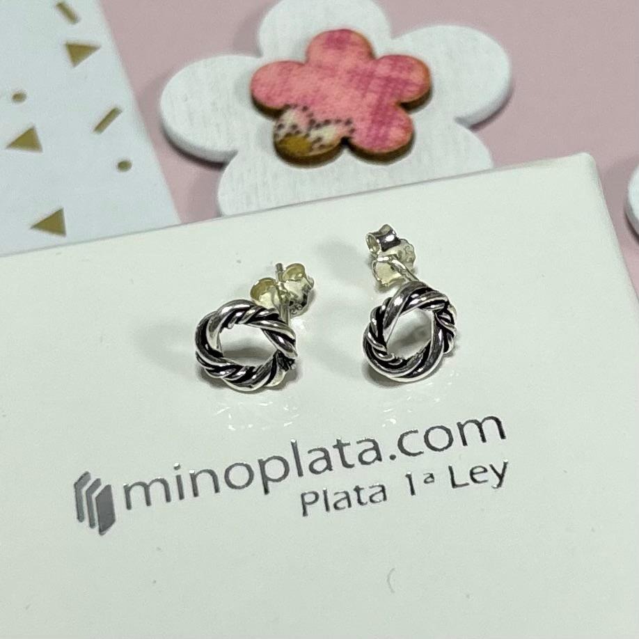 Pendientes donut de Plata de ley oxidada 3