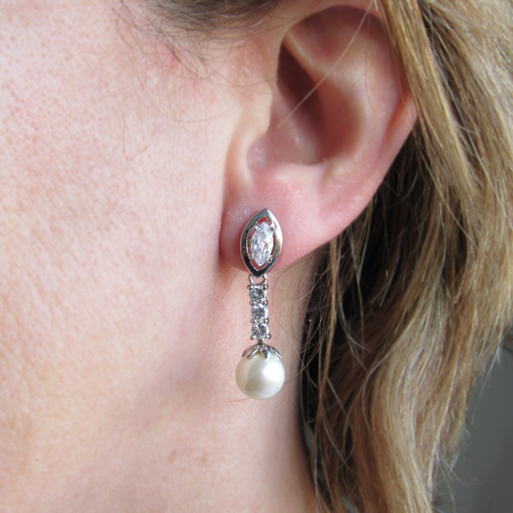 Pendientes de Plata y Perlas con Circonitas 1