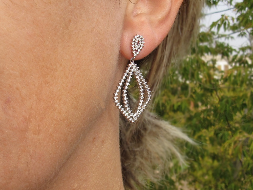 Pendientes de fiesta en Plata rodiada con Circonitas 1