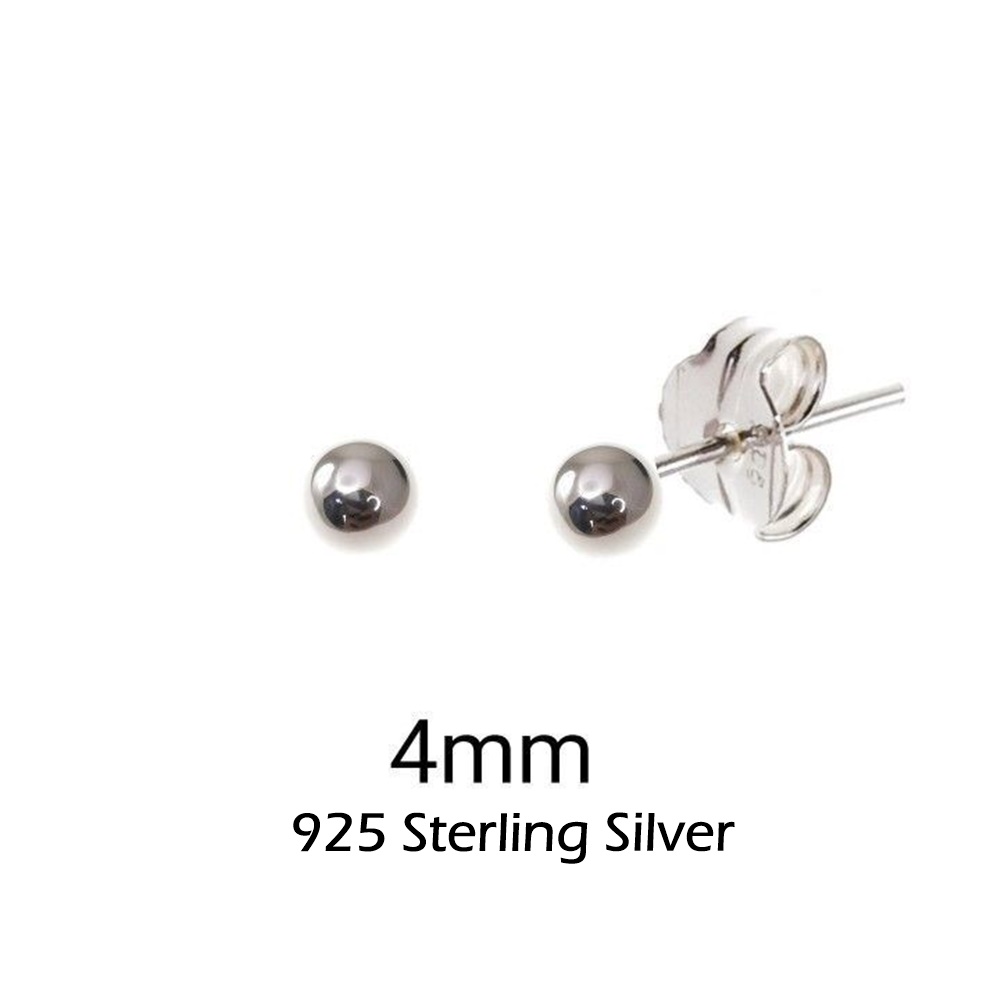 Pendientes de Plata de ley bolas de 4 Mm. 1