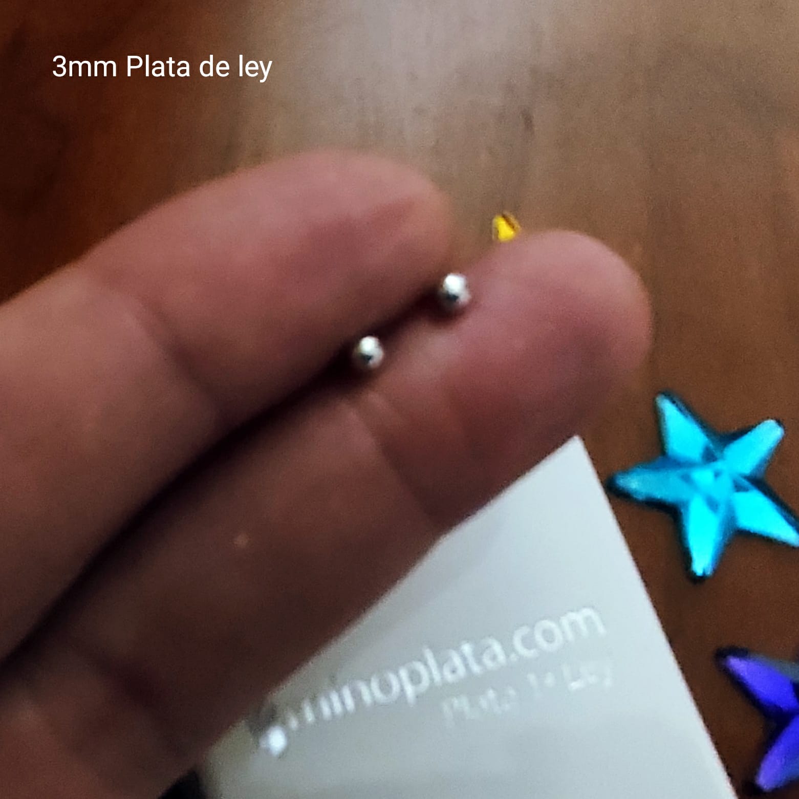 Pendientes 3mm bola de Plata de ley con cierre rosca 3