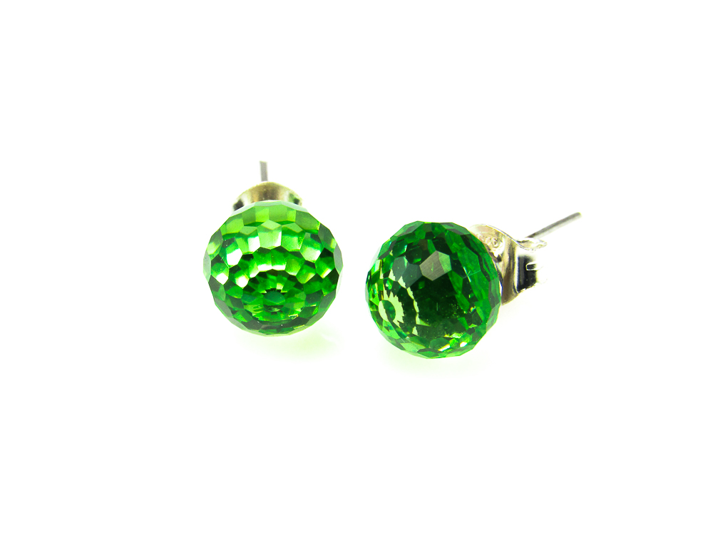 Pendientes bolas cristal Swarovski verde 7 Mm.