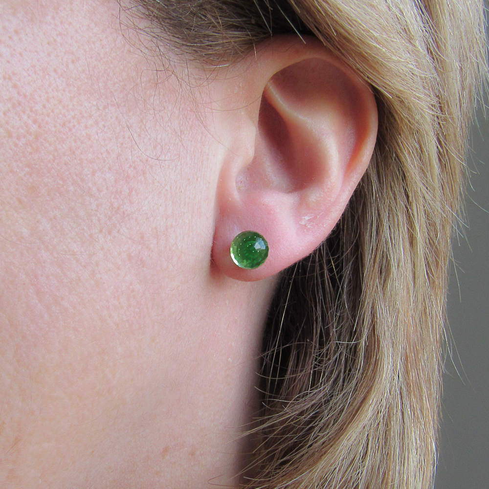 Pendientes bolas cristal Swarovski verde 7 Mm. 1