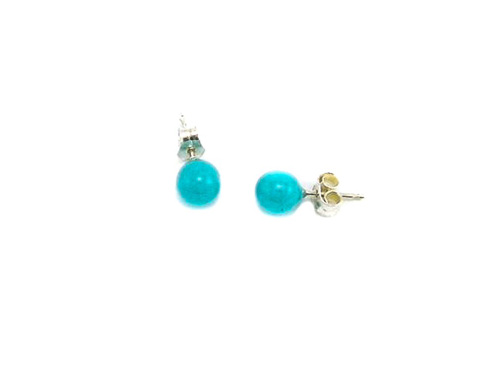 Pendientes de Plata de ley con bolita 5 Mm. turquesa