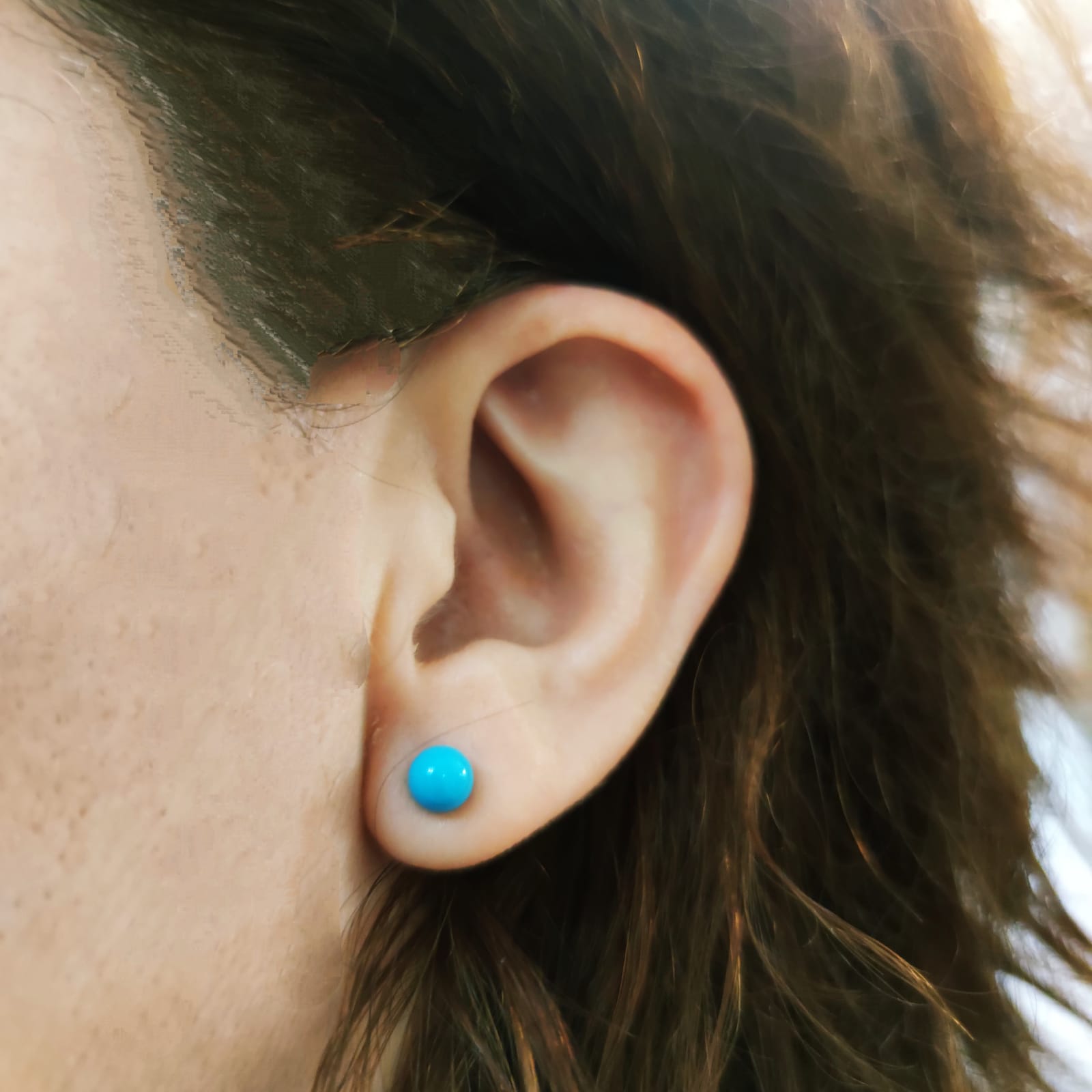 Pendientes de Plata de ley con bolita 5 Mm. turquesa 2