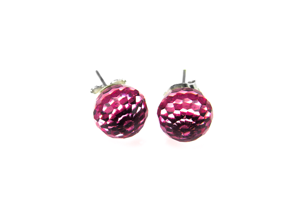 Pendientes bola rosa cristal Swarovski 7 Mm.