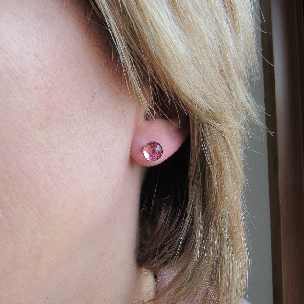 Pendientes bola rosa cristal Swarovski 7 Mm._1