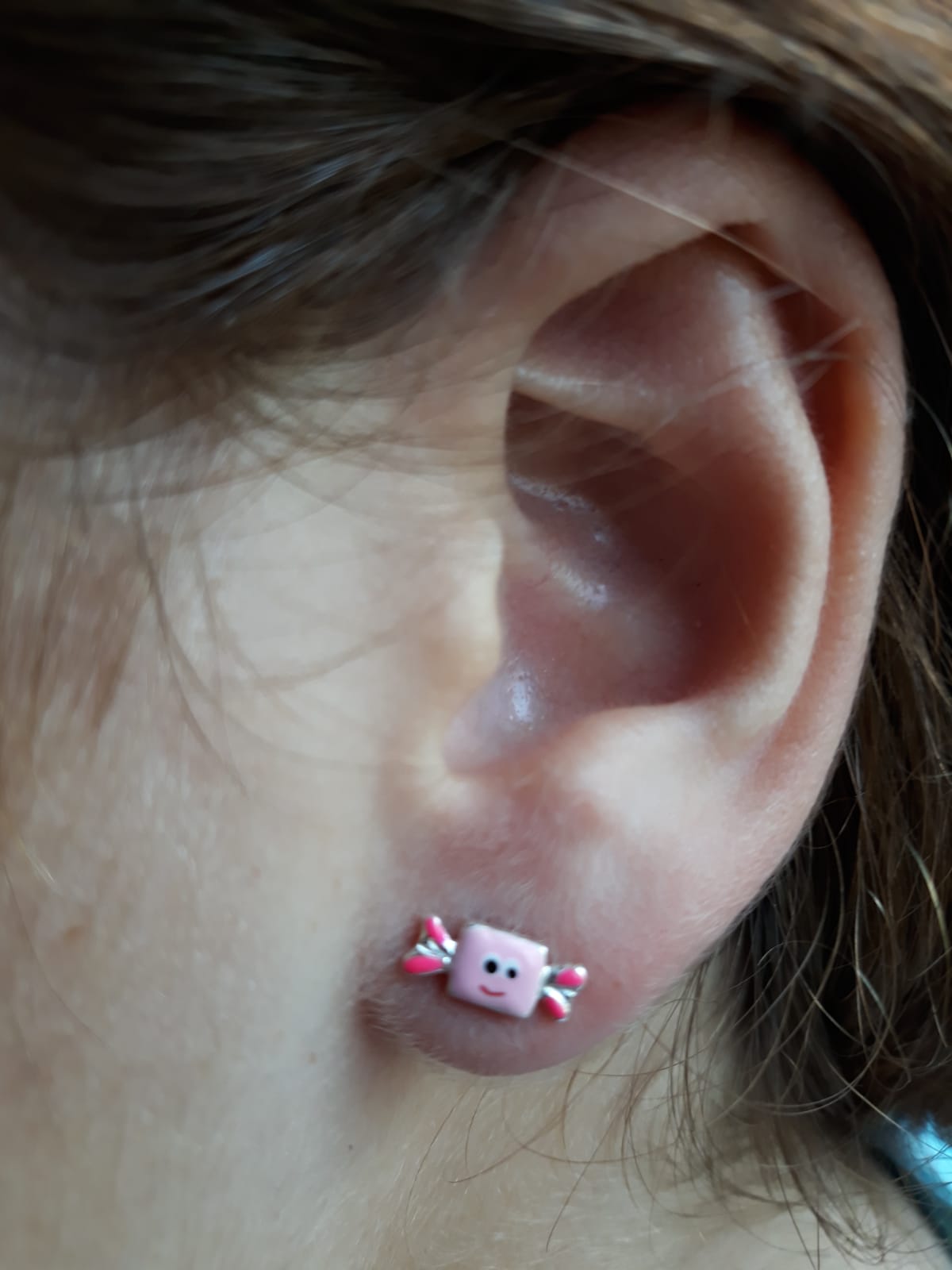 Pendientes para niñas caramelo rosa de Plata de ley 1