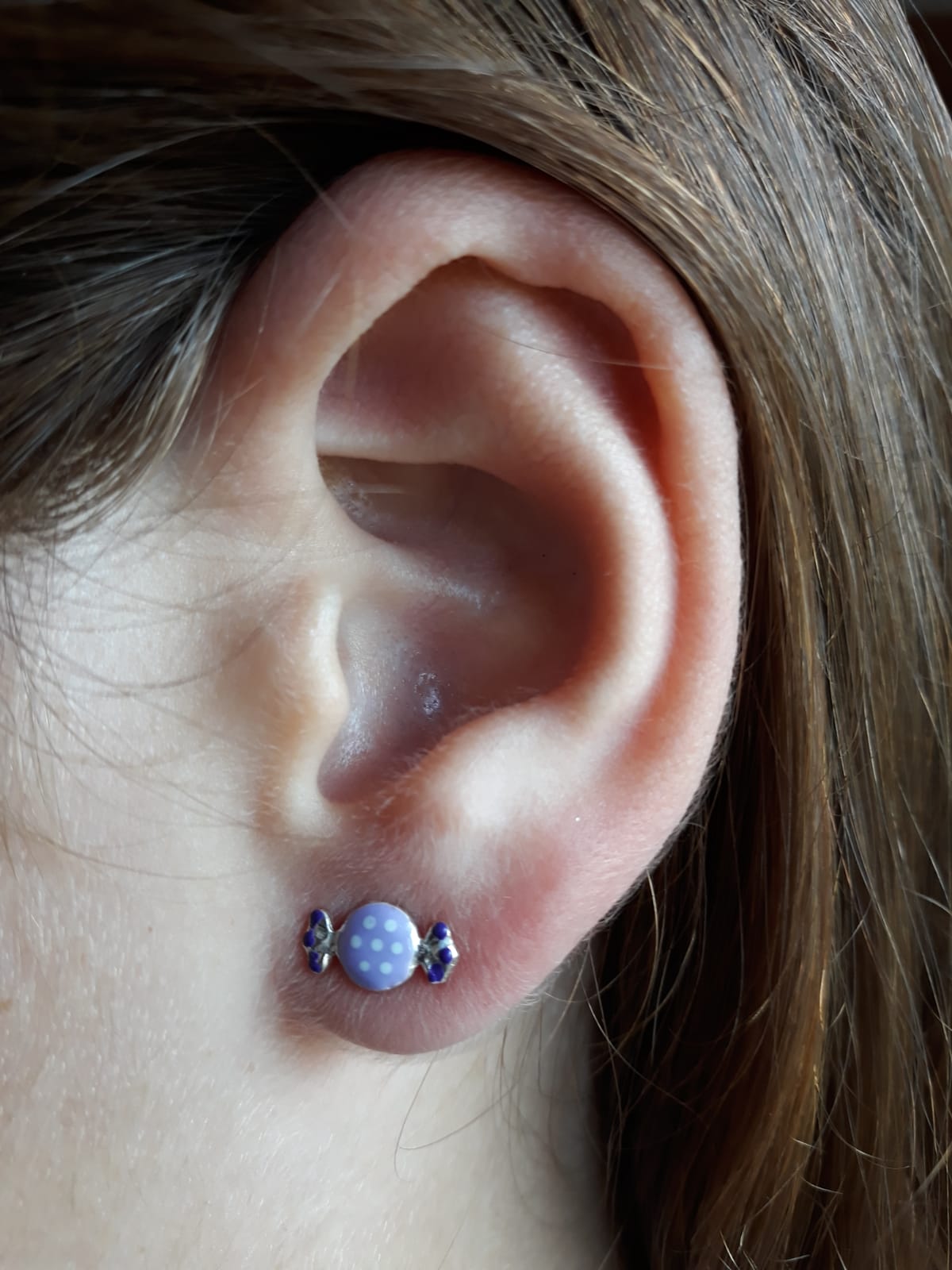 Pendientes caramelo lila de Plata de ley para niñas_1