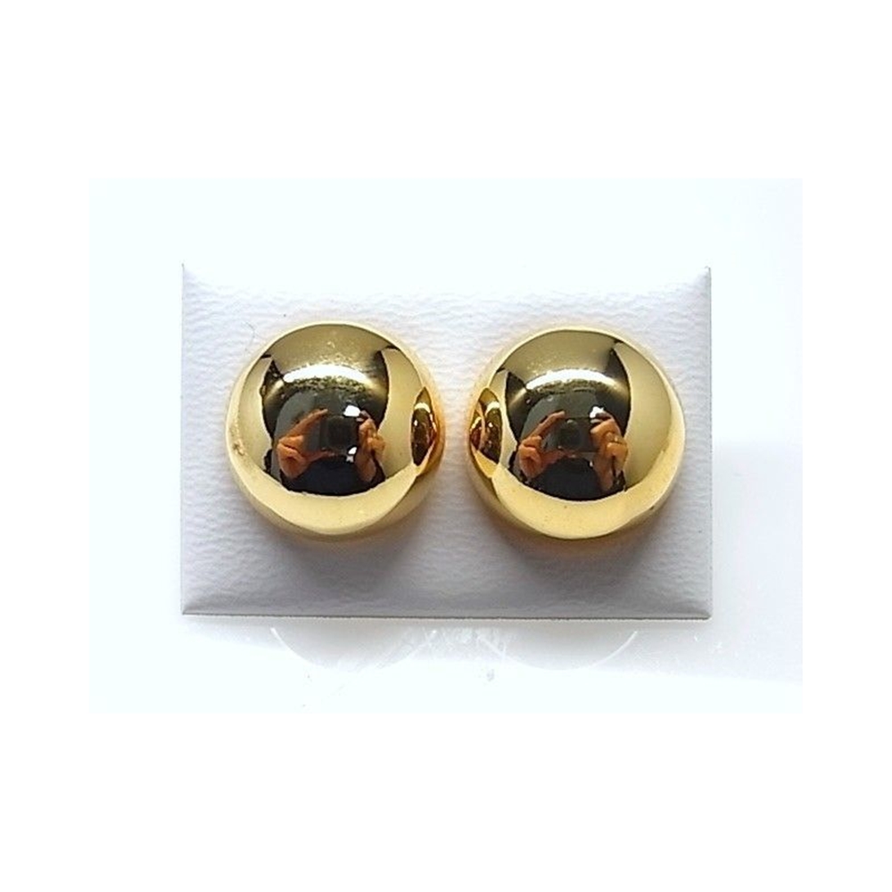 Pendientes media bola 18 Mm. de Plata de ley dorada 1