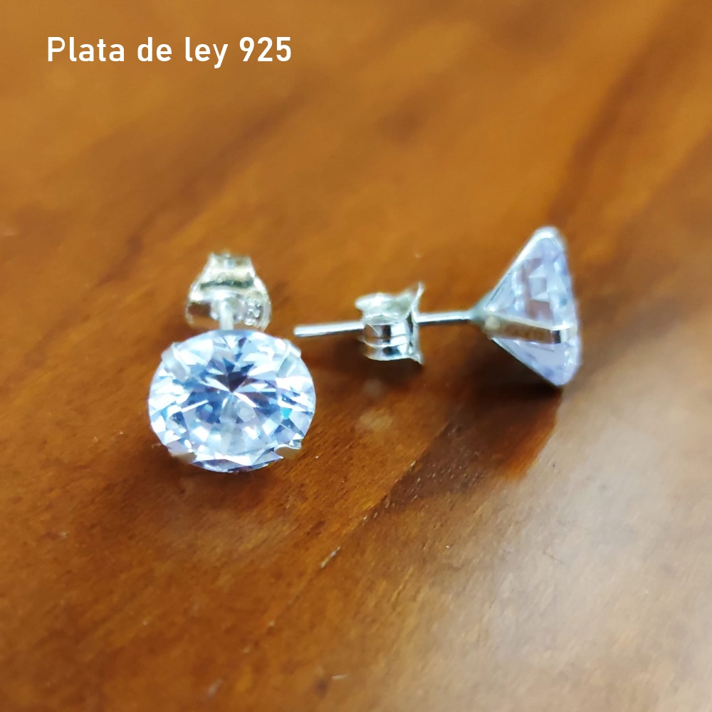 Pendientes Plata y Circonitas blancas 9 mm. 2