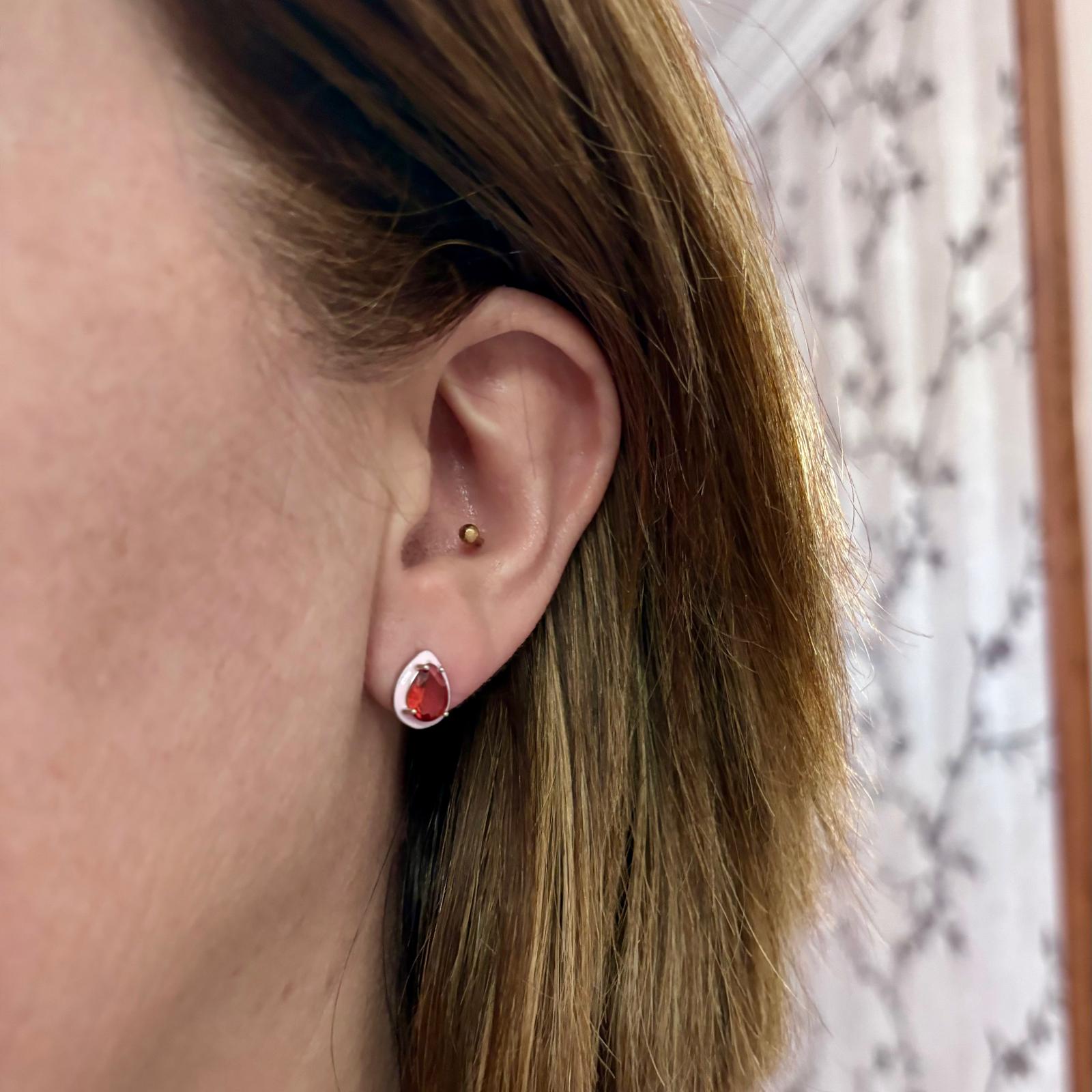 Pendientes lágrima de Plata con Circonita rosa 3