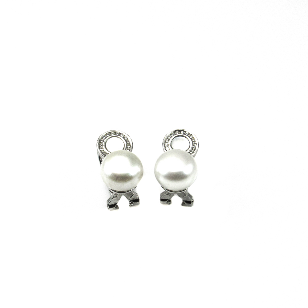 Pendientes de Plata, Perlas y Circonitas con cierre Omega