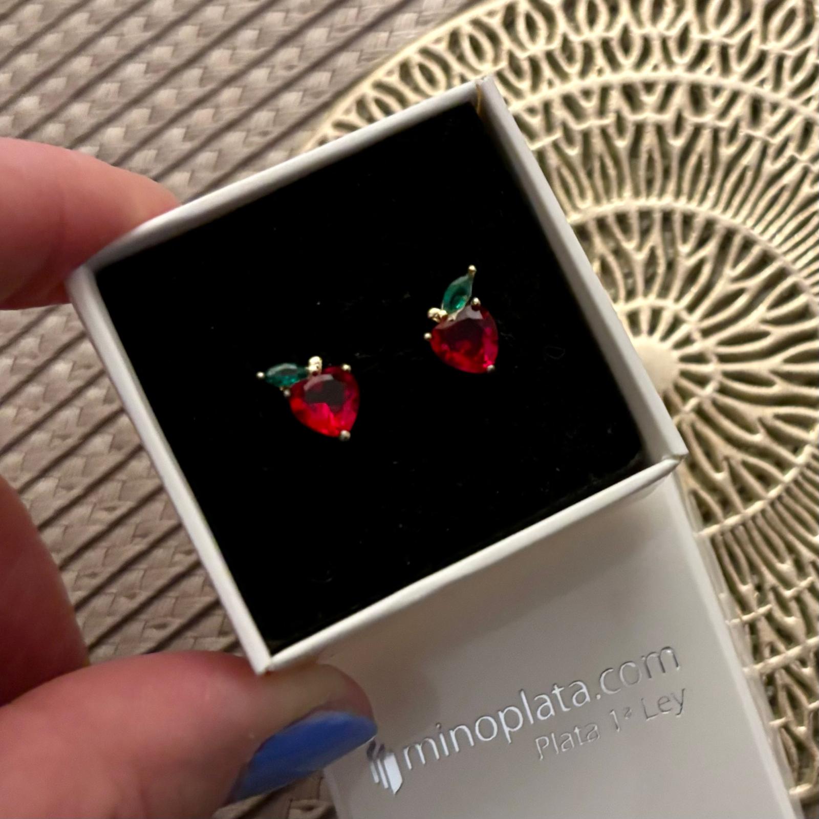 Pendientes corazón circonitas Plata de ley dorada