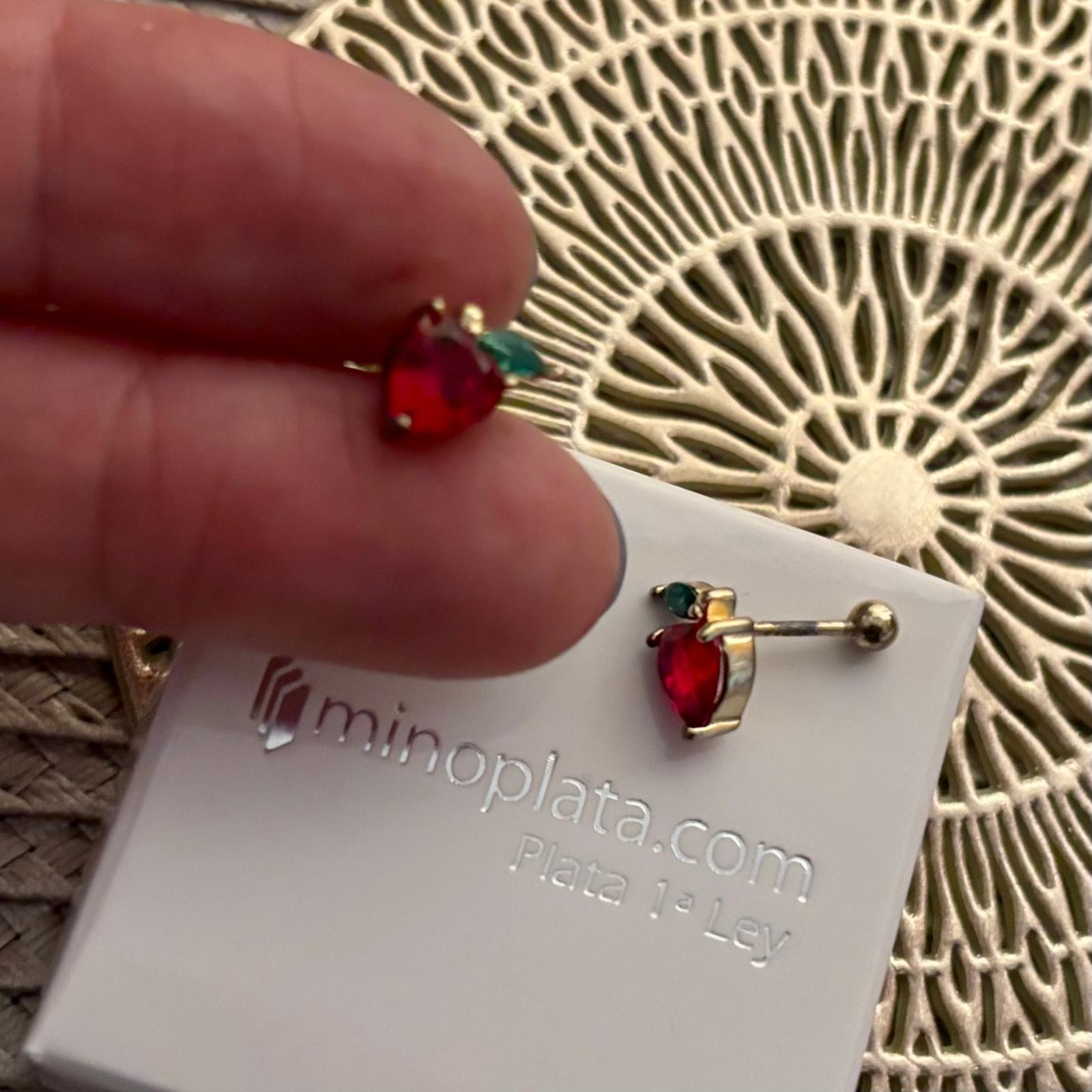 Pendientes corazón circonitas Plata de ley dorada 2