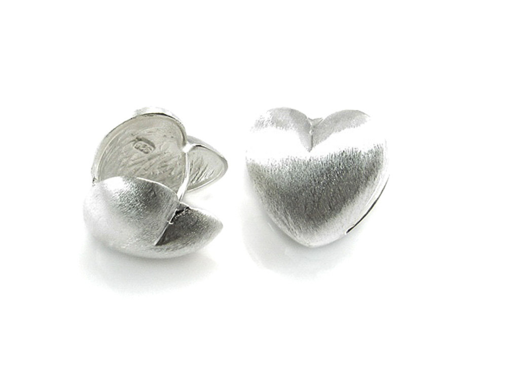 Pendientes corazón doble de Plata