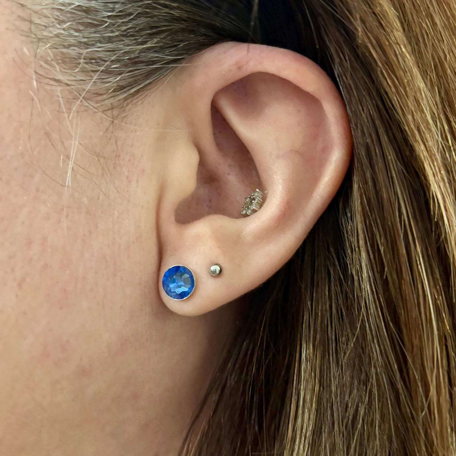 Pendientes de Plata de ley con cristal SW azul intenso 5