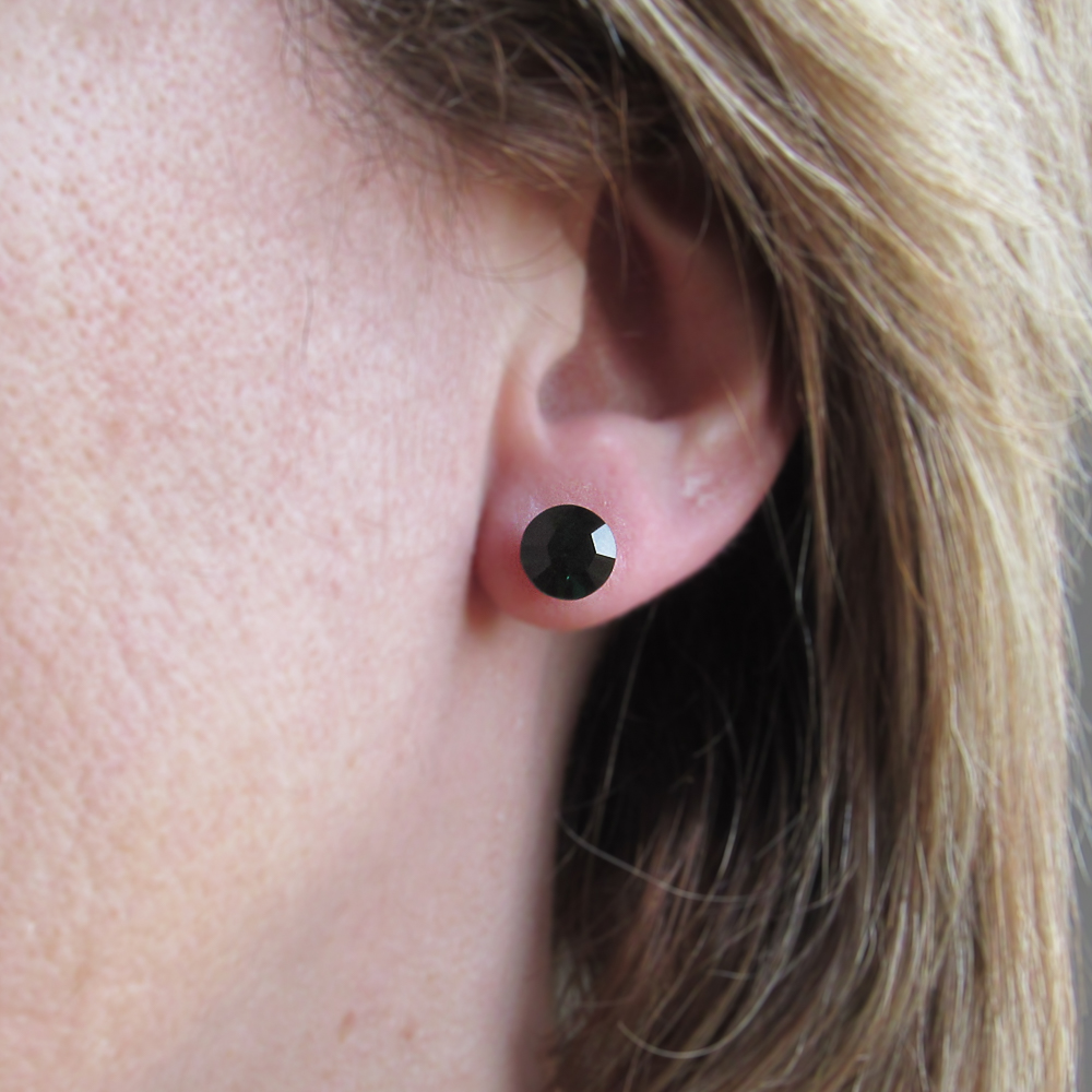 Pendientes cono Plata de ley y cristal Swarovski verde oscuro 1