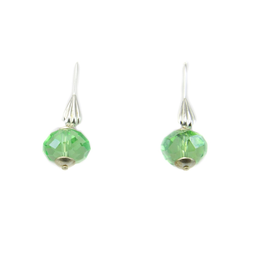 Pendientes cristal Swarovski verde y Plata de ley