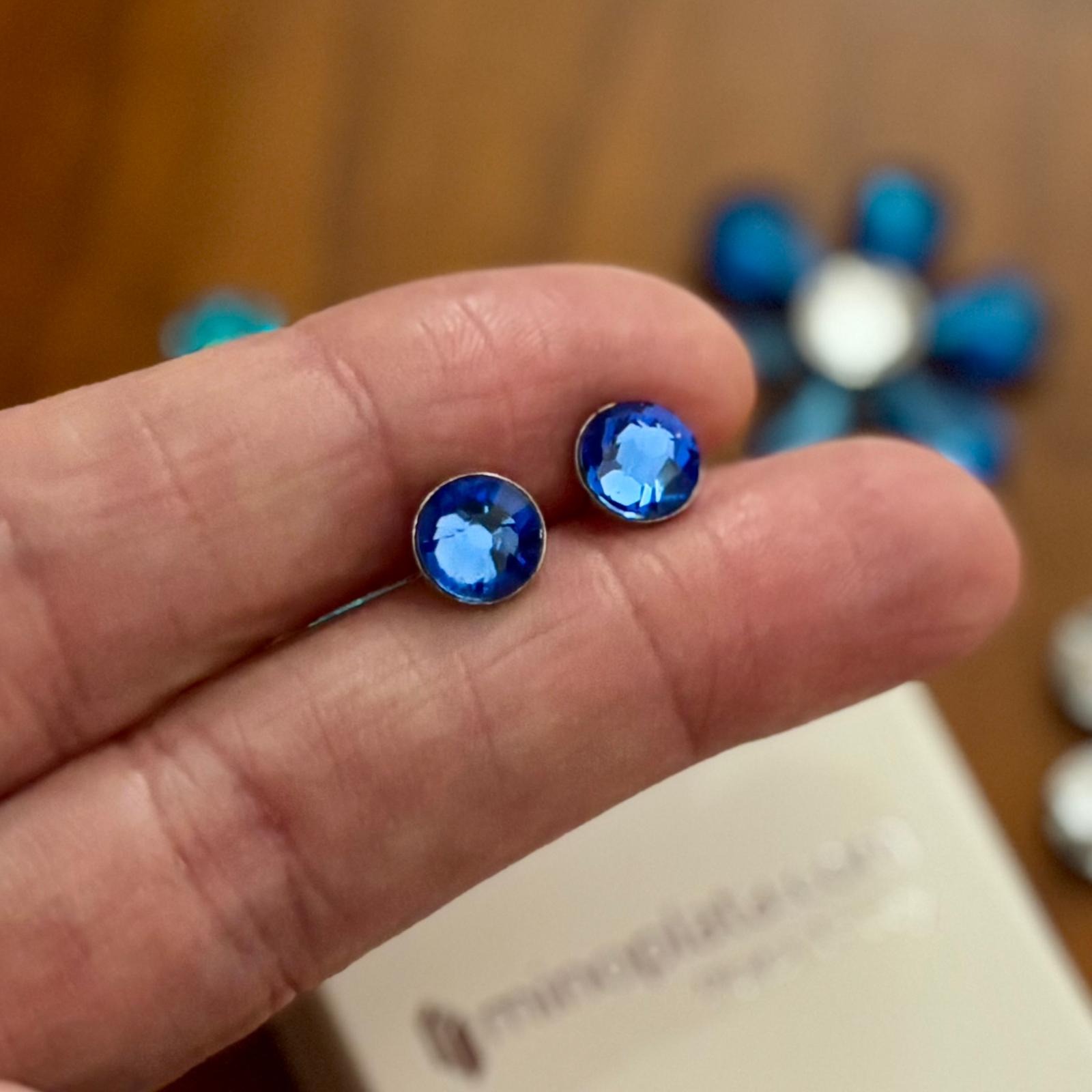 Pendientes de Plata de ley con cristal SW azul intenso 3