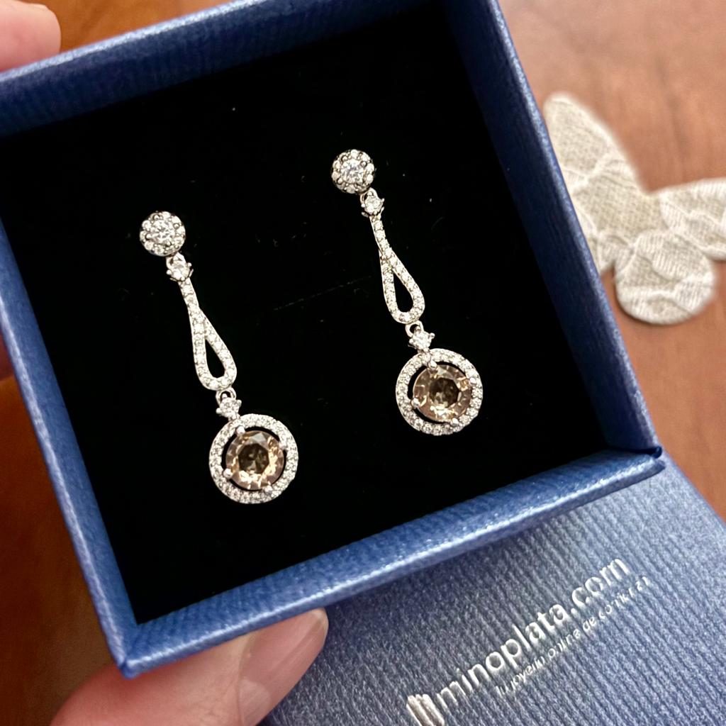 Pendientes largos de Plata rodiada con Circonitas micro 2