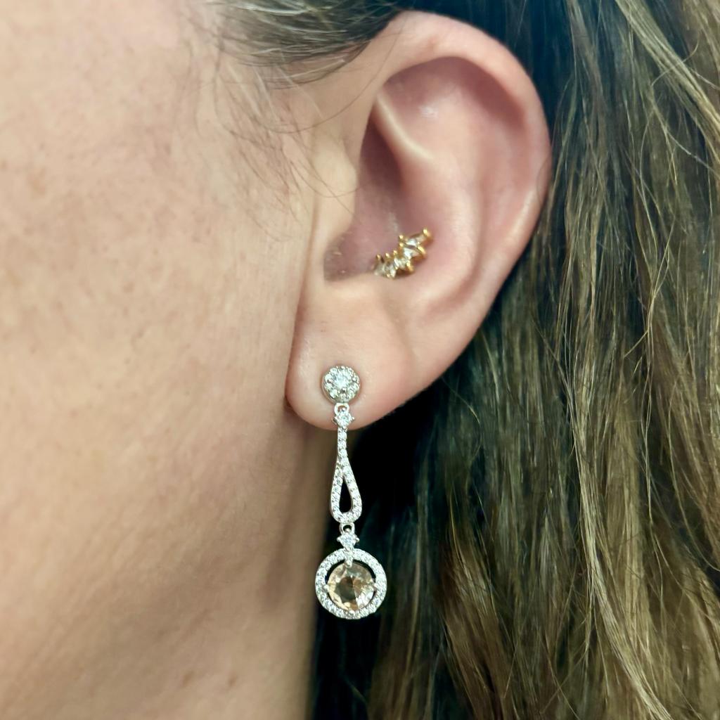 Pendientes largos de Plata rodiada con Circonitas micro 3