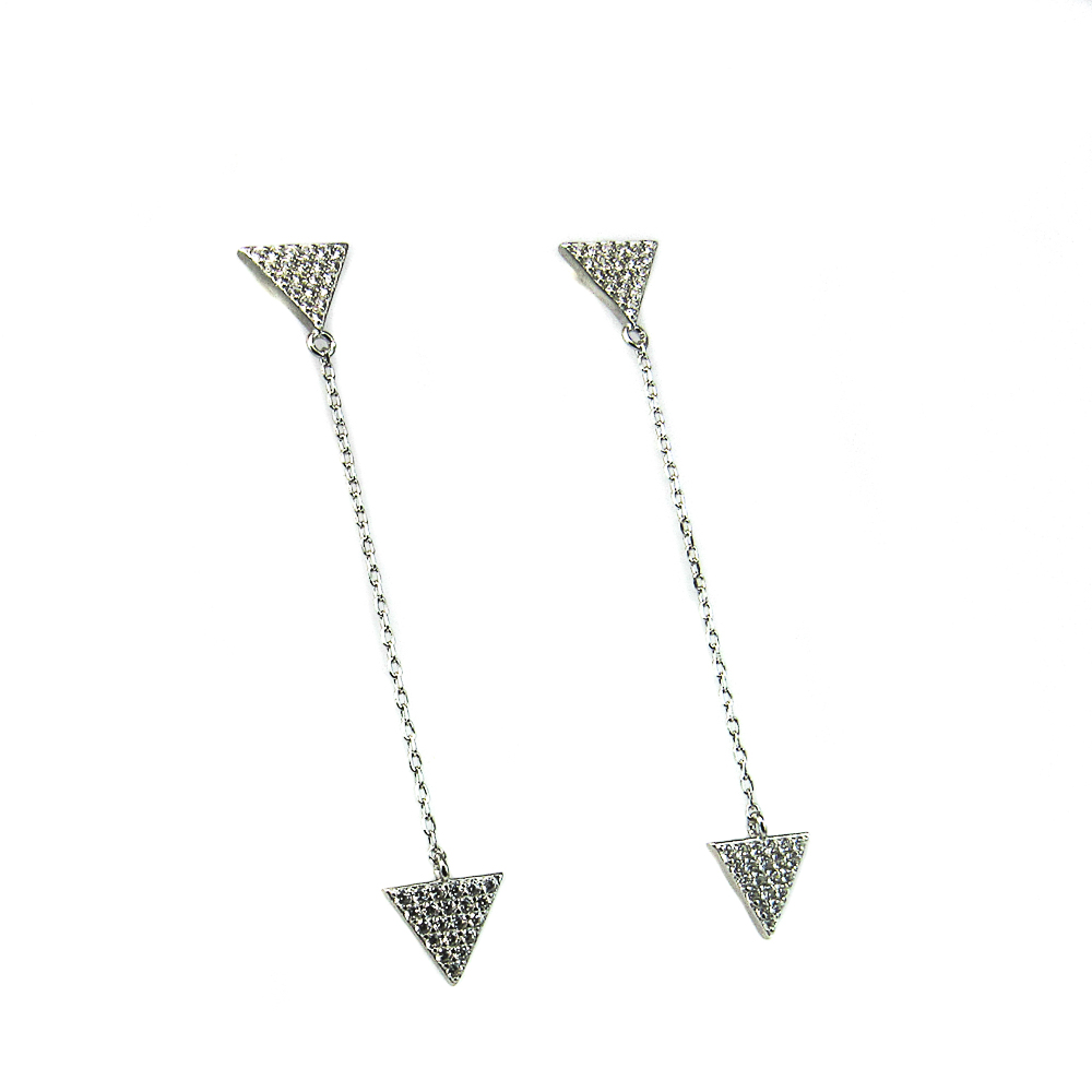Pendientes triángulos de Plata rodiada y Circonitas micro