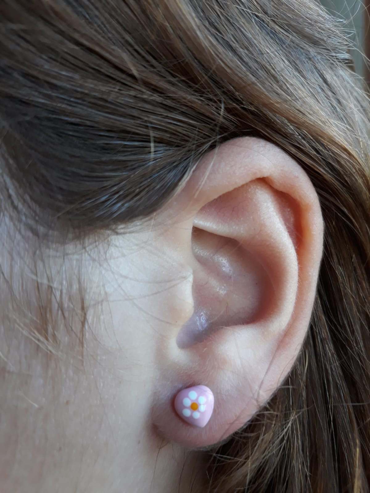 Pendientes corazones flor de Plata de ley para niñas 1