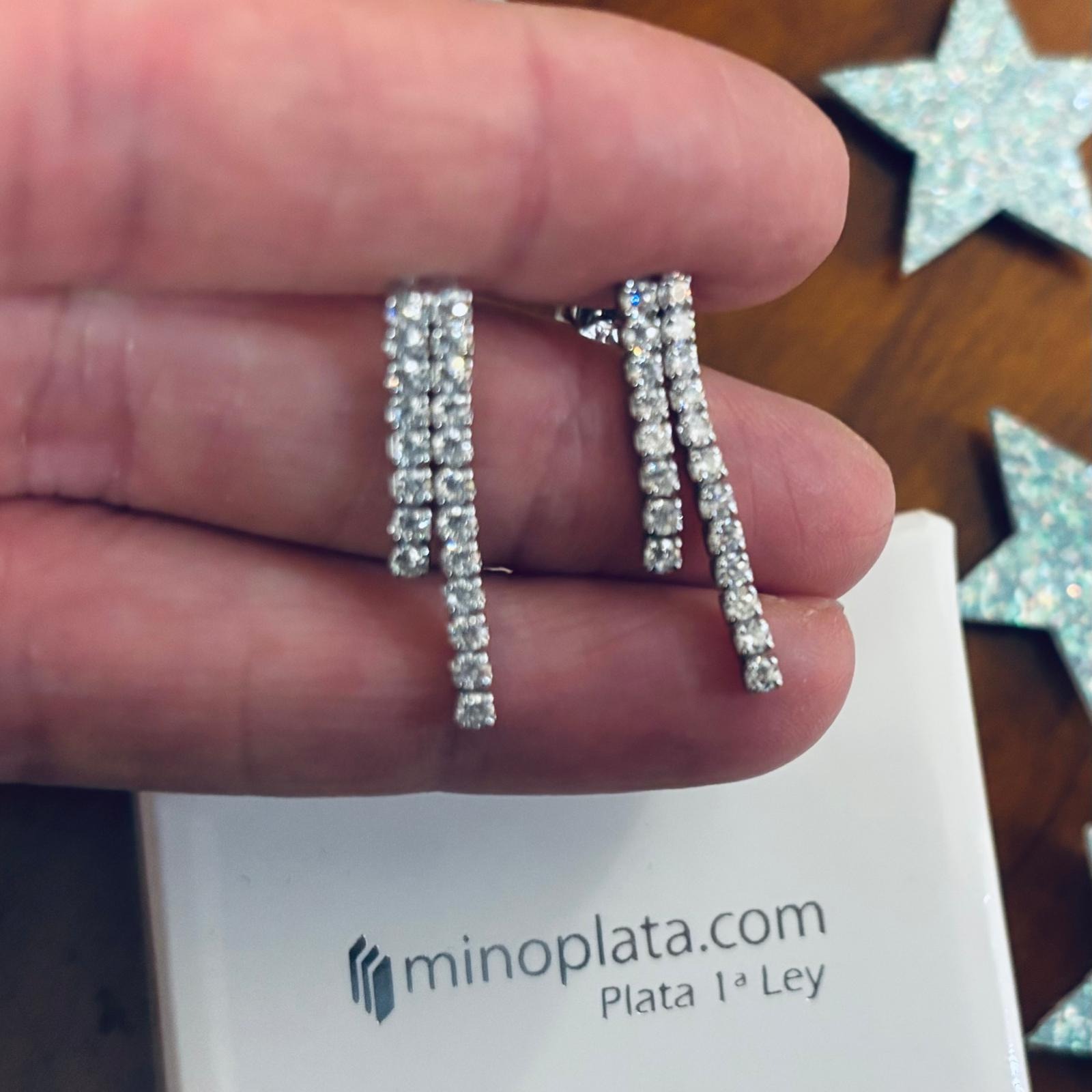 Pendientes cascada de Plata de ley con Circonitas 2