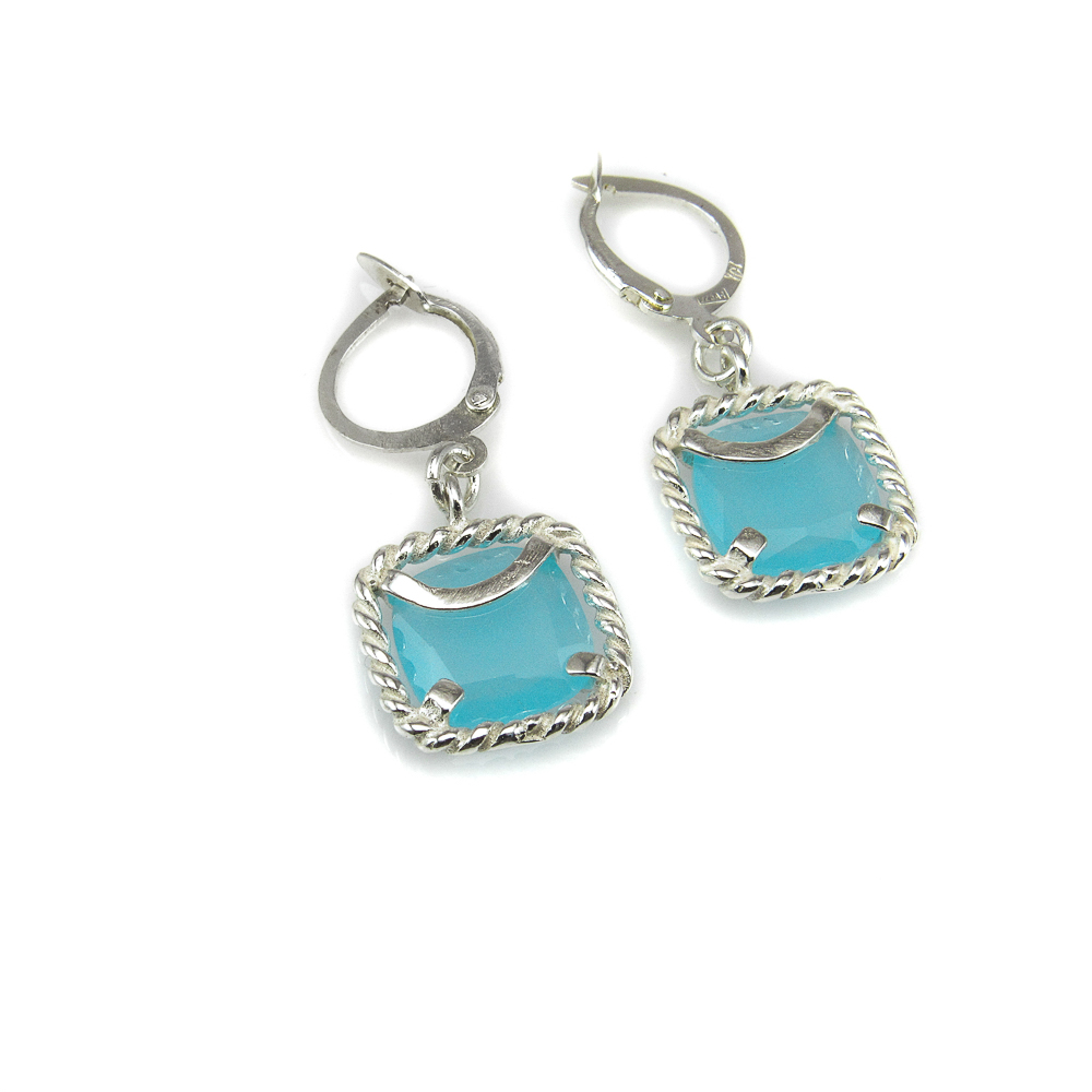 Pendientes de Plata cuadrado con piedra azul