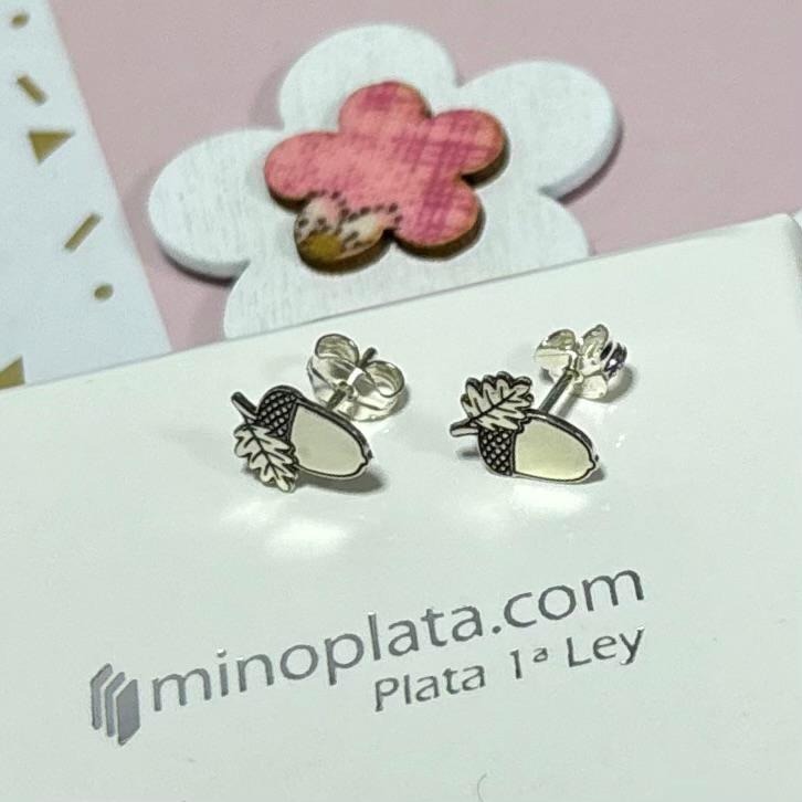 Pendiente bellota de Plata de ley 925 1