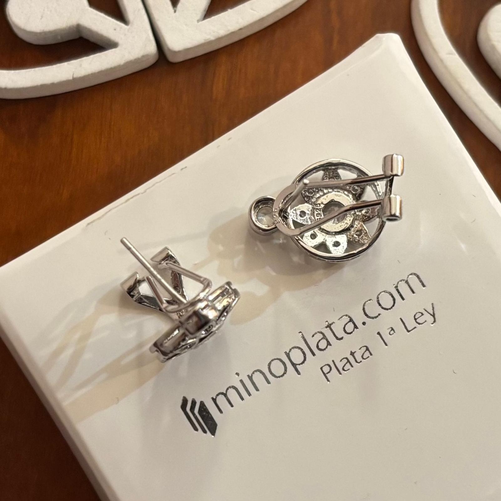 Pendientes novia en Plata de ley rodiada y Circonitas con cierre omega 2