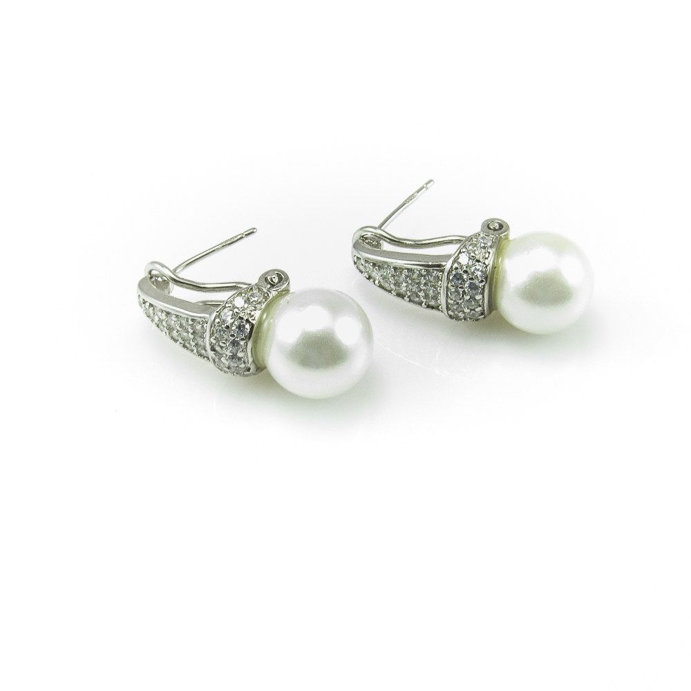 Pendientes novia en Plata de ley rodiada con Perlas y Circonitas