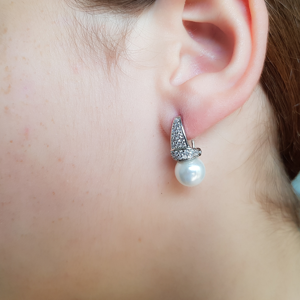 Pendientes novia en Plata de ley rodiada con Perlas y Circonitas 2