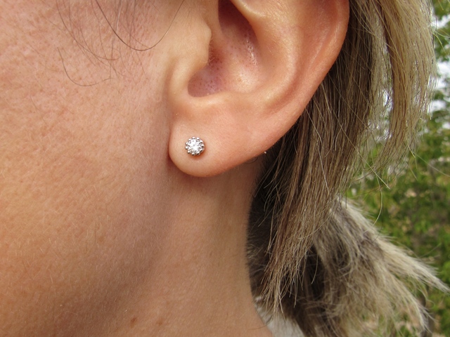 Pendientes dobles en Plata rodiada con Circonitas curva 2