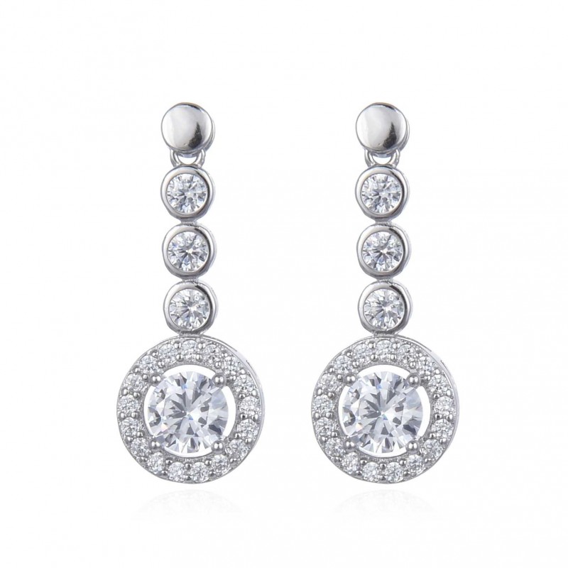 Pendientes novia en Plata de ley rodiada y Circonitas blancas