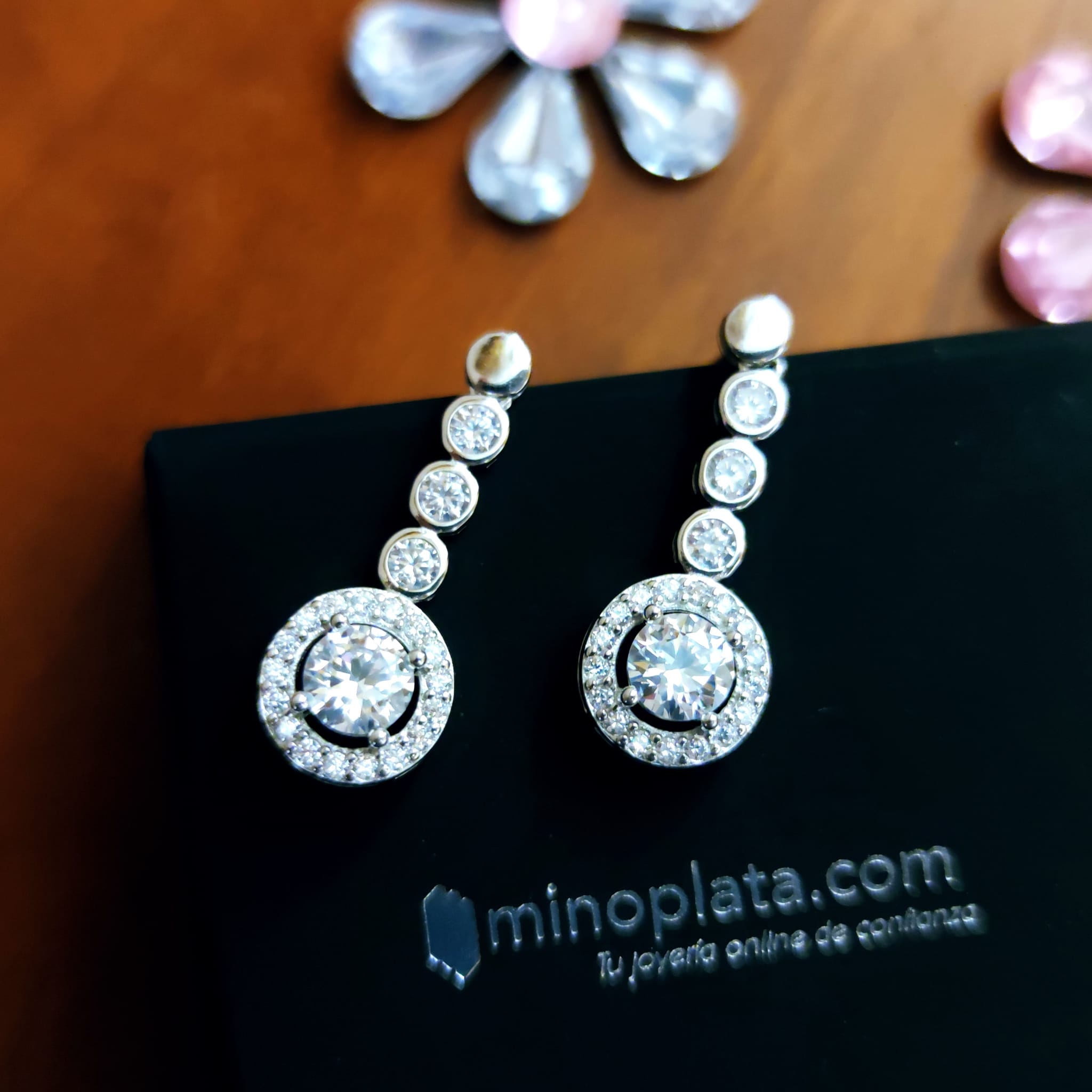 Pendientes novia en Plata de ley rodiada y Circonitas blancas 2