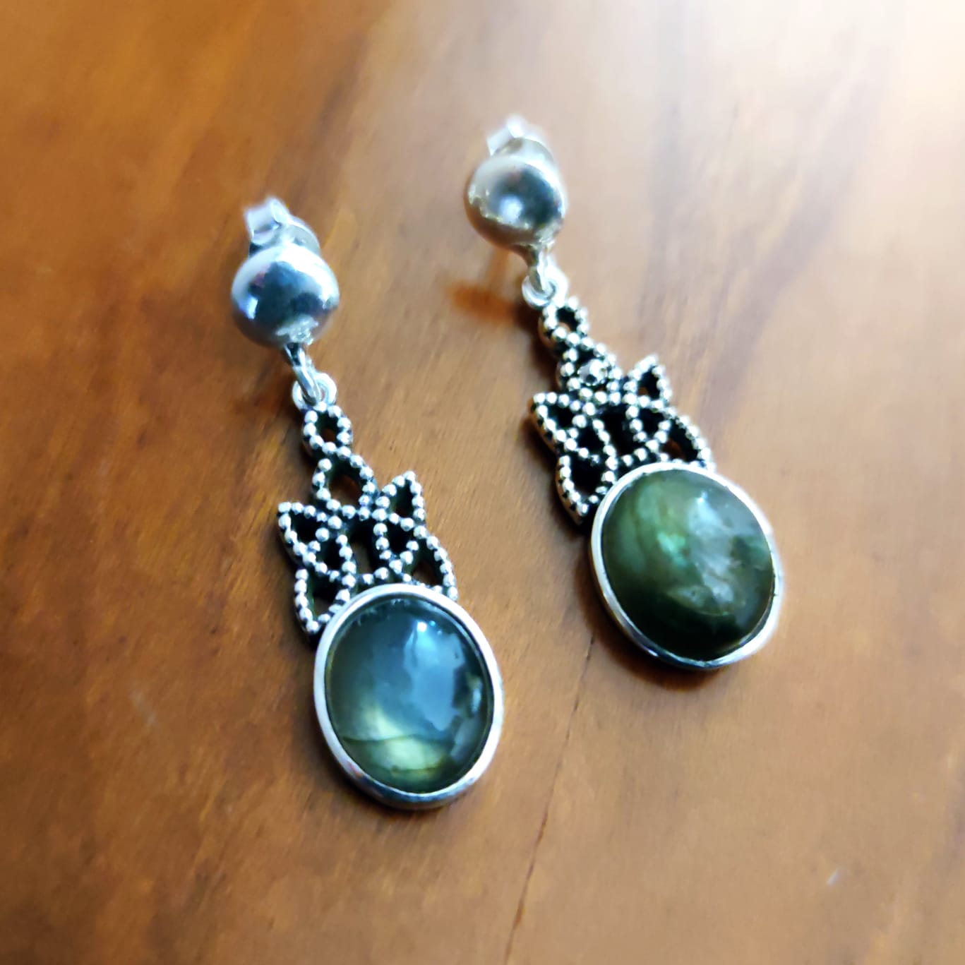 Pendientes labradorita y Plata vieja