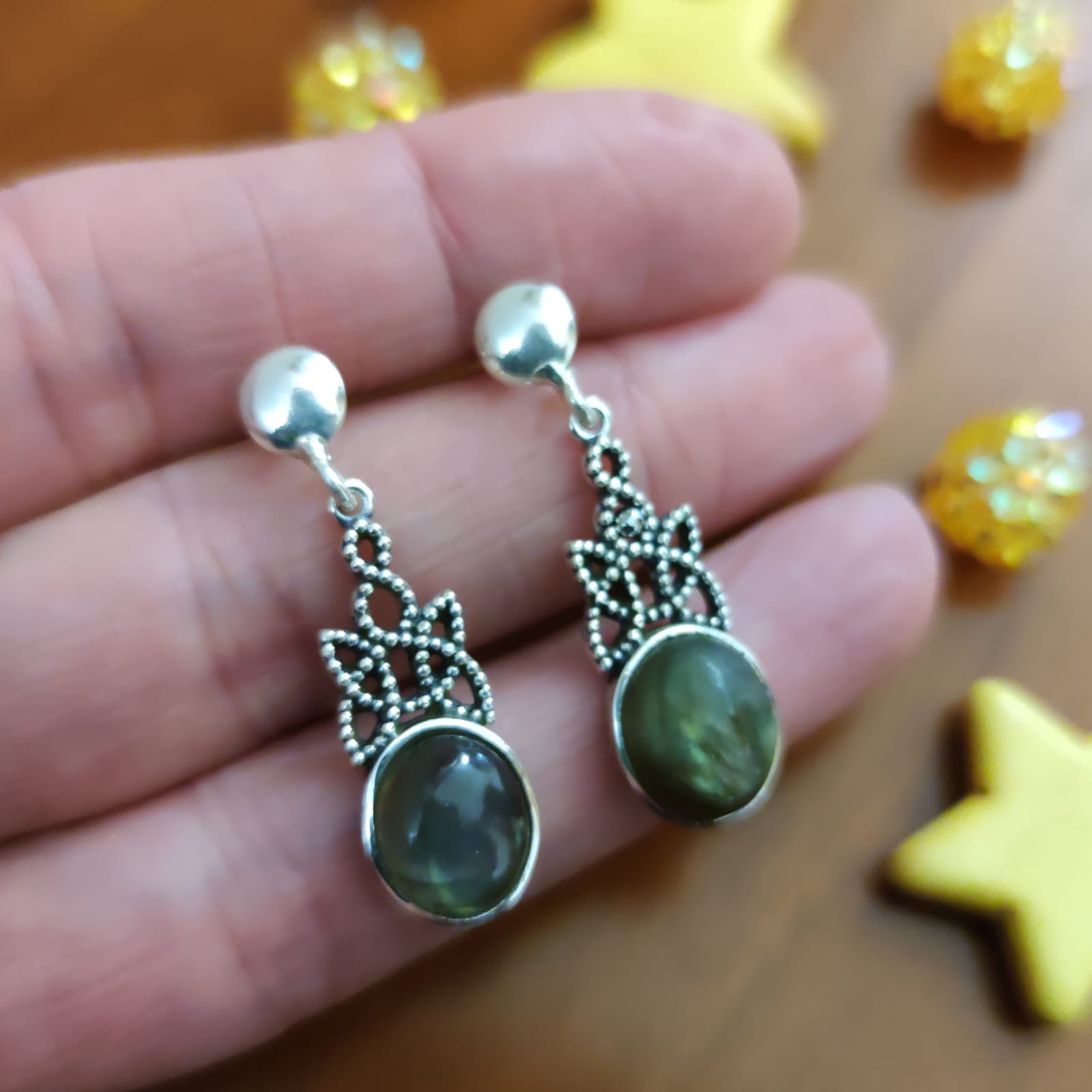 Pendientes labradorita y Plata vieja_1