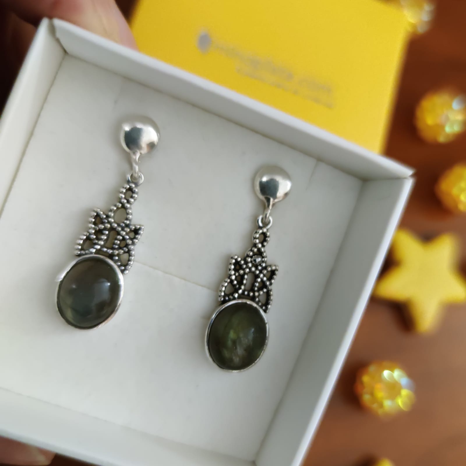 Pendientes labradorita y Plata vieja 3