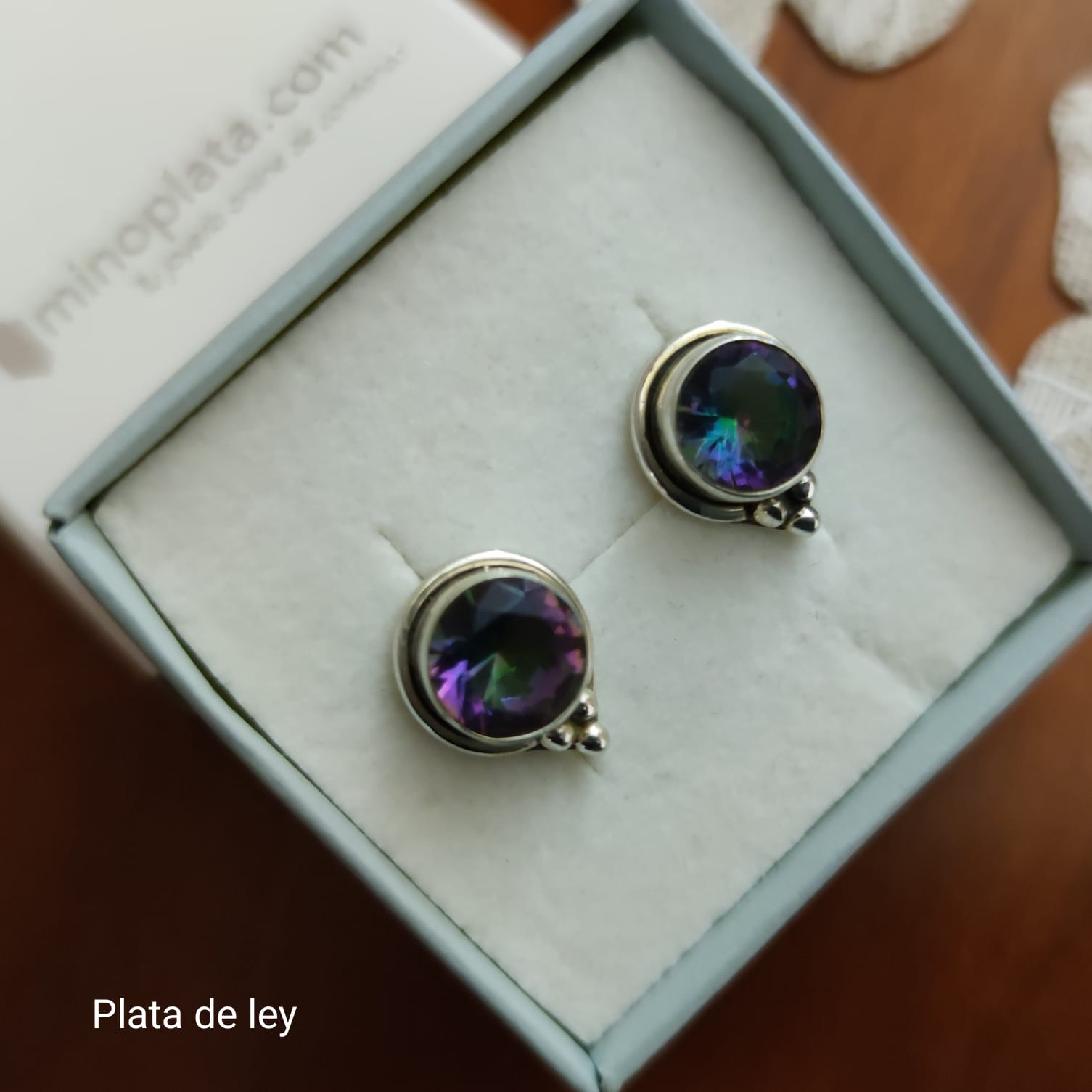 Pendientes Plata vieja con piedra Topacio Místico 1