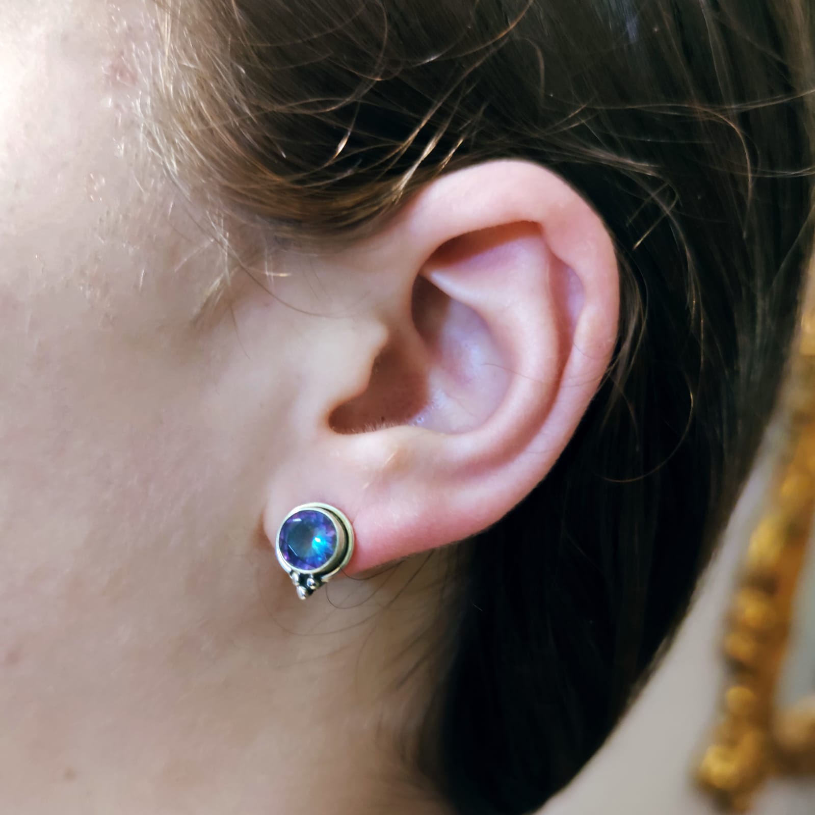 Pendientes Plata vieja con piedra Topacio Místico 3