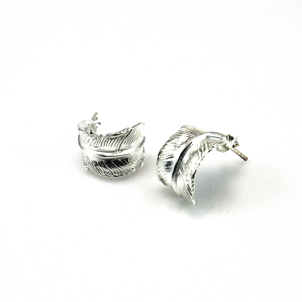 Pendientes Pluma rizada de Plata de ley